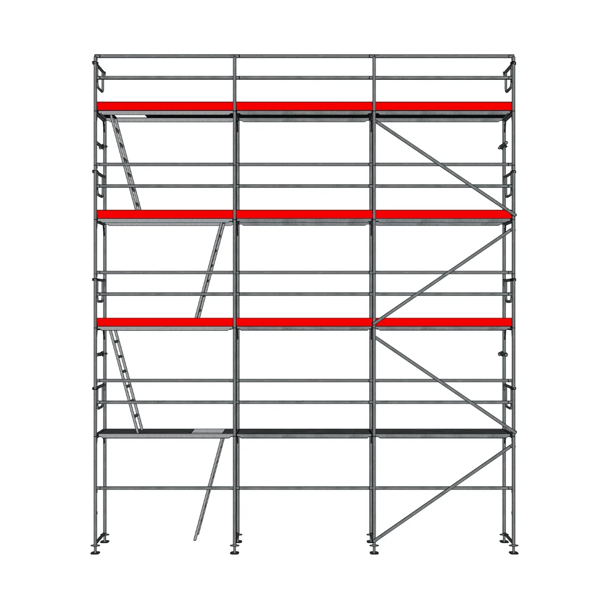 Plettac SL 70/100 Fassadengerüst Set mit Stahlboden, Leiter 78 m²