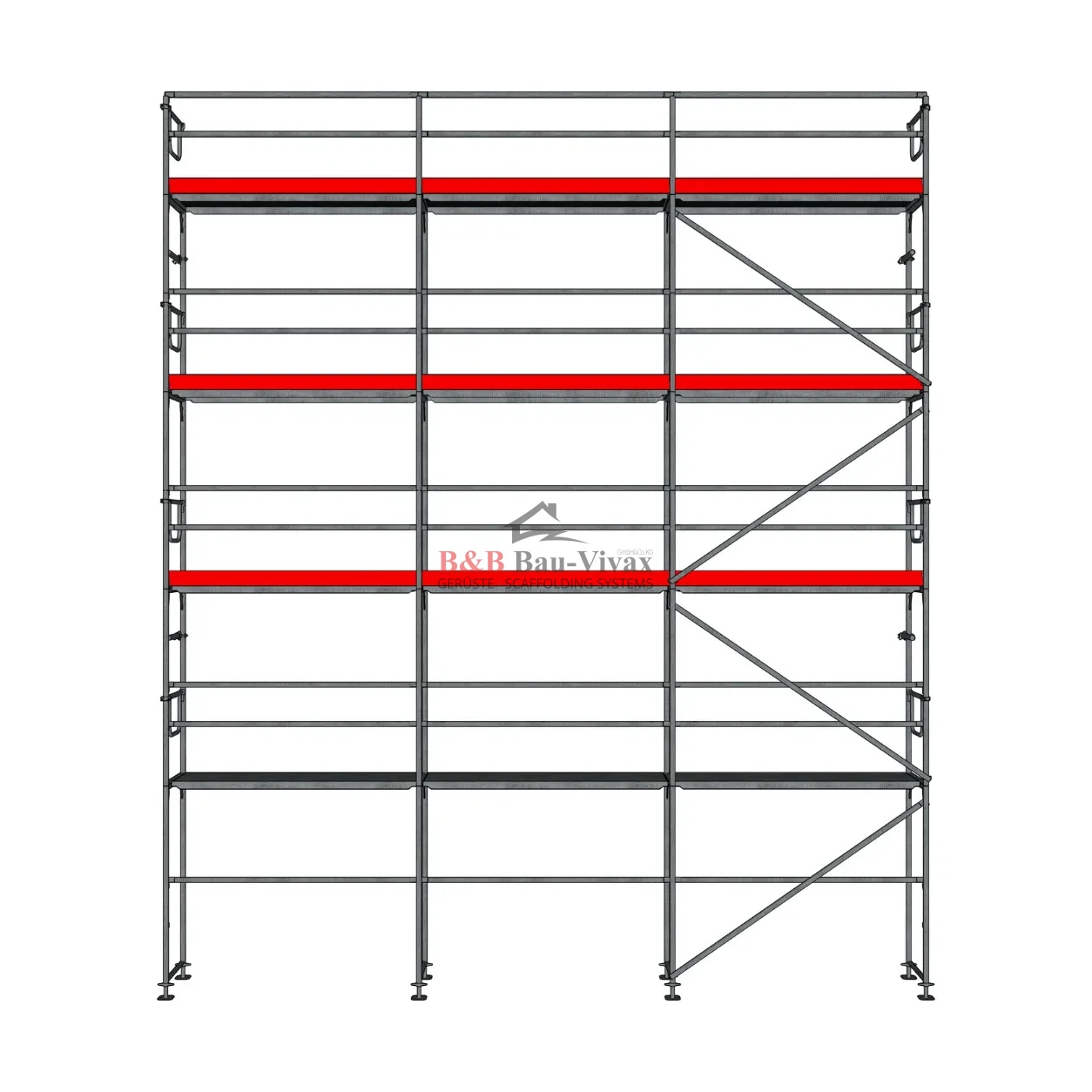Plettac SL 70/100 Fassadengerüst Set mit Stahlboden 78 m²
